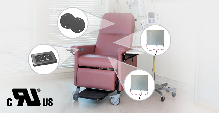 treatment chair with heat and massage components